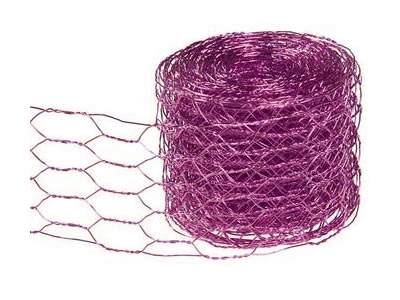 A roll of decorative chicken wire in pink color