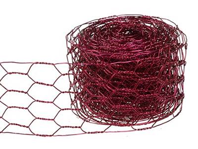 A roll of wine red color decorative chicken wire